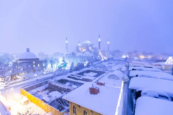 Noční Pohled Hagia Sophia Její Okolí — Stock fotografie