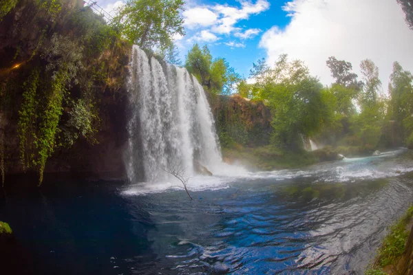 Duden Waterfall Antalya Turkey Summer Wild Nature Green Trees Panoramic — Stock Photo, Image