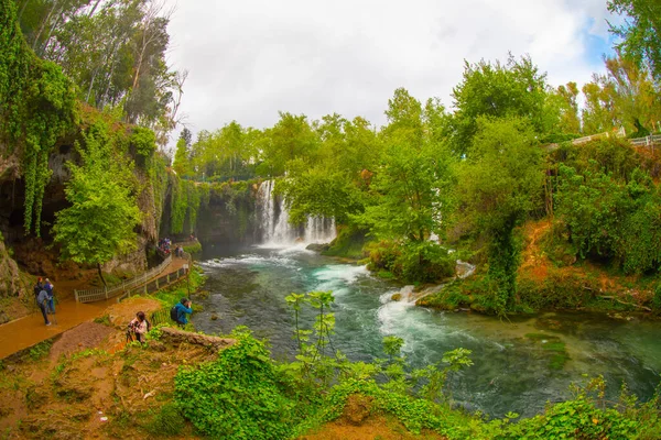 Duden Waterfall Antalya Turkey Summer Wild Nature Green Trees Panoramic — Stock Photo, Image