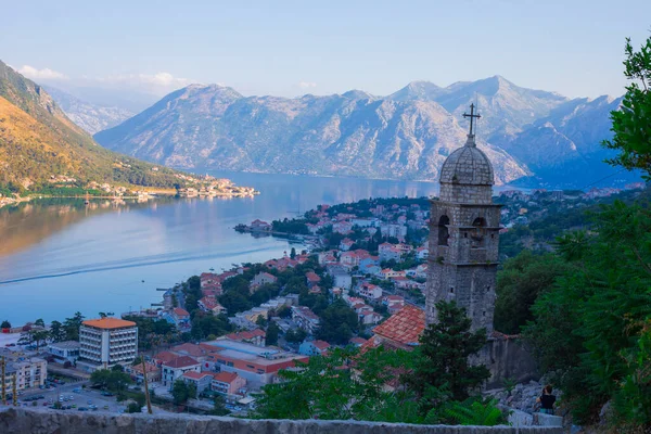 Ιστορική Παλιά Πόλη Κοτόρ Και Κόλπος Κοτόρ Της Αδριατικής Θάλασσας — Φωτογραφία Αρχείου