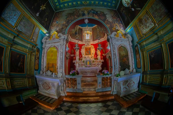 Kościół Matki Bożej Kamiennej Wyspy Świętego Jerzego Zatoka Kotorska Koło — Zdjęcie stockowe
