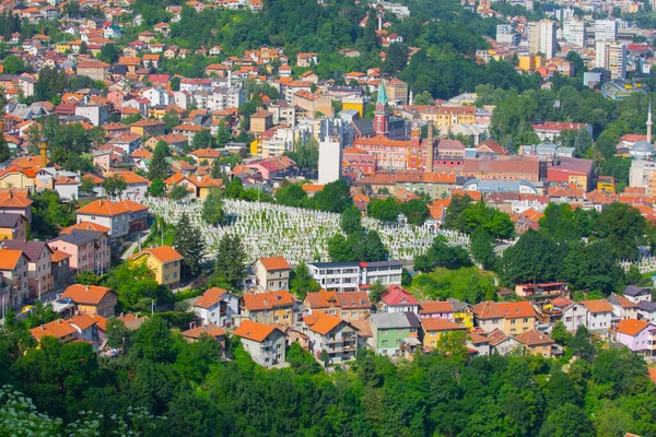 Cmentarz Muzułmański Poświęcony Ofiarom Wojny Bośniackiej Sarajewo Bośnia Hercegowina — Zdjęcie stockowe