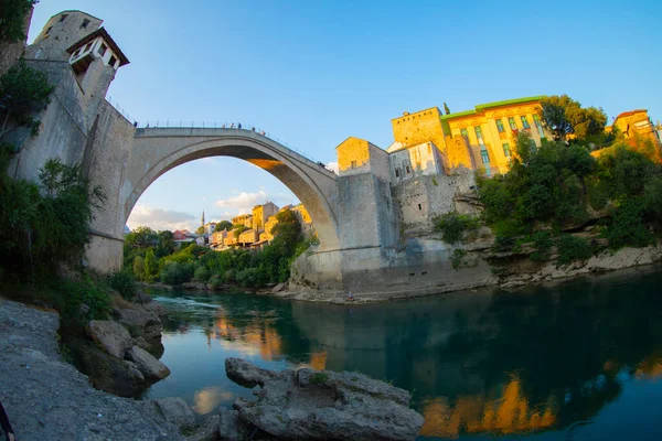 Estrelas Históricas Maioria Das Pontes Sobre Rio Neretva Mostar Cidade — Fotografia de Stock
