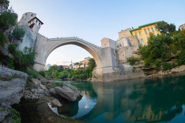 Historická Stari Most Most Přes Řeku Neretvu Mostaru Staré Město — Stock fotografie