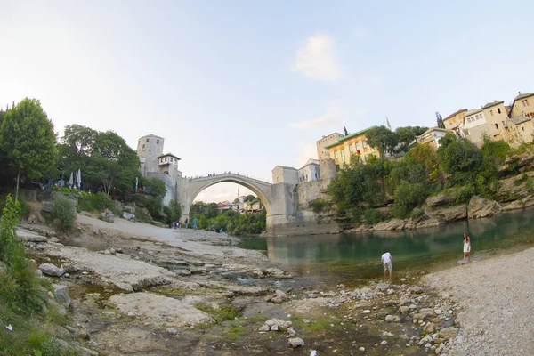 Estrelas Históricas Maioria Das Pontes Sobre Rio Neretva Mostar Cidade — Fotografia de Stock