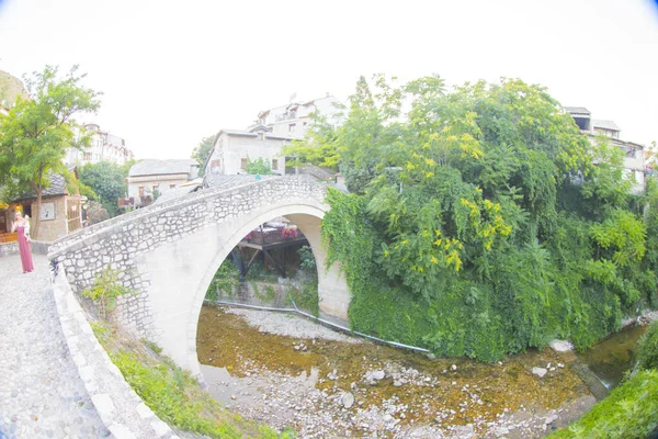 Historische Stari Meeste Brug Rivier Neretva Mostar Oude Stad Balkan — Stockfoto