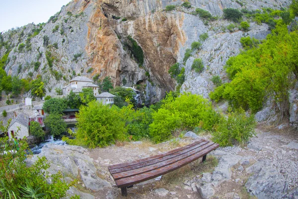 Klein Dorp Blagaj Buna Lente Waterval Bosnië Herzegovina — Stockfoto