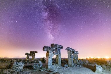 The milky way arc over the ancient city of Blaundus from the tim
