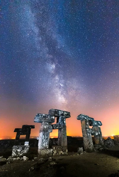 The milky way arc over the ancient city of Blaundus from the tim