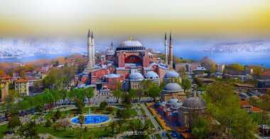 İstanbul, Türkiye 'de Ayasofya manzarası çok güzel