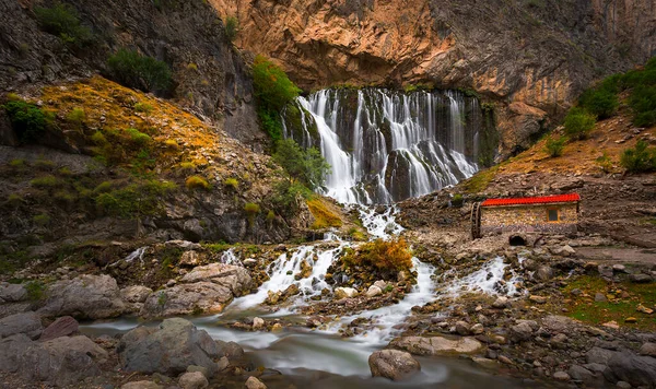Kapuzbasi Waterfall Second Highest Waterfall World Most Beautiful Nature Place — стоковое фото