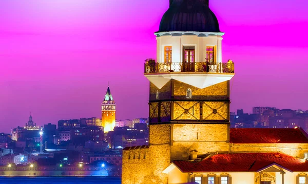 Istanbul Turkey Sunset Bosphorus Famous Maiden Tower Kiz Kulesi Symbol — 스톡 사진