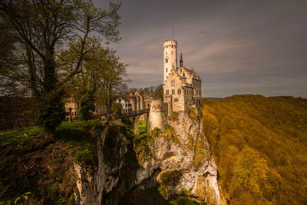 Germany Lichtenstein Castle Baden Wurttemberg Land Swabian Alps Seasonal View — Stock Photo, Image