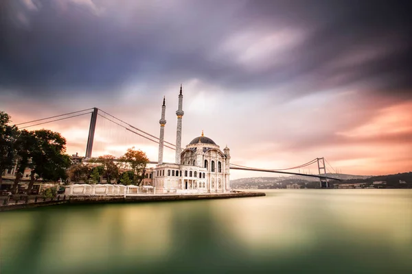 Ortakoy Mosque Bosphorus Bridge Istanbul Sunrise Turkey — Stock Photo, Image
