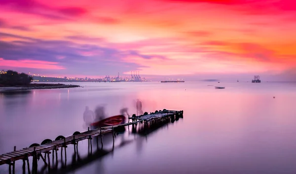 Sile Istanbul Sea Town Photographed Long Exposure Technique Rough Waves — Stockfoto