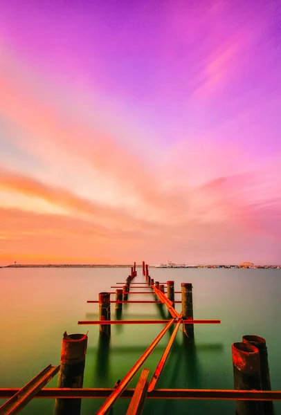 Sile Istanbul Sea Town Photographed Long Exposure Technique Rough Waves — Fotografia de Stock