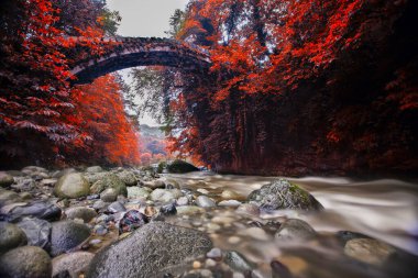 Old stone bridges and people passing by