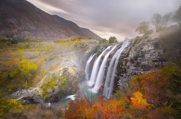 Panoramic Image Tortum Uzundere Waterfall Uzundere Landscape View Tortum Waterfall — Stock Photo, Image