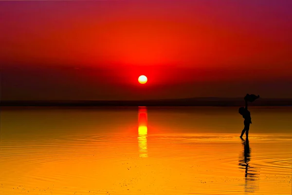 Salt Lake Lake Tuz One Largest Hypersaline Lakes World — Stock Photo, Image