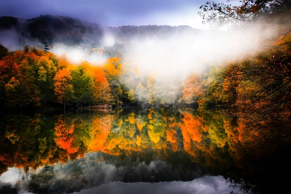 Herbstlandschaft Sieben Seen Yedigoller Park Bolu Türkei — Stockfoto