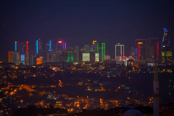 Stanbul Boğazı Köprüsü Gece Temmuz Şehitler Köprüsü Stanbul Türkiye — Stok fotoğraf