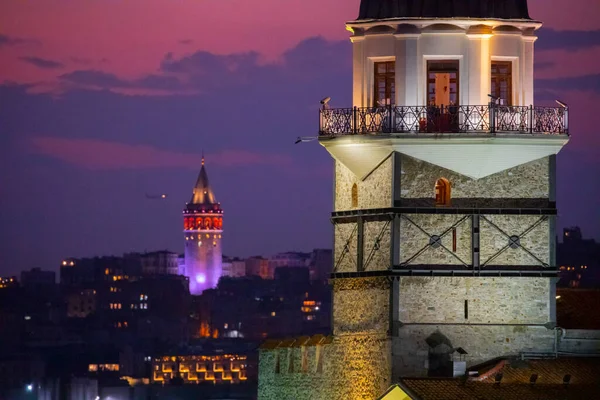 Torre Galata Torre Donzela Imagem Close Diferente Mais Bonita — Fotografia de Stock