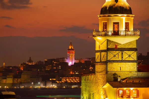 Galata Tower Maiden Tower Different Most Beautiful Close Image — 图库照片