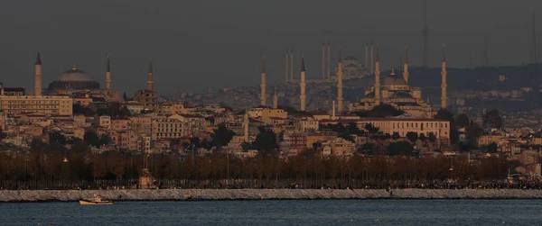 Camlica Mosque Hagia Sophia Sultanahmet Perfect Panorama Istanbul Same Frame — Zdjęcie stockowe