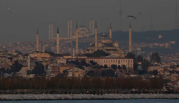 Camlica Mosque Hagia Sophia Sultanahmet Perfect Panorama Istanbul Same Frame — Foto de Stock