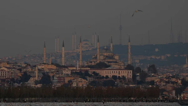 Camlica Mosque Hagia Sophia Sultanahmet Perfect Panorama Istanbul Same Frame — Stock Photo, Image