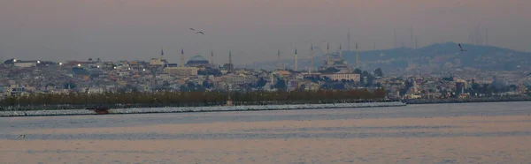 Мечеть Camlica Hagia Sophia Султанахмет Прекрасная Панорама Стамбула Рамке — стоковое фото