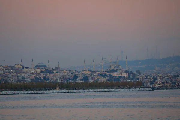 Camlica Mosque Hagia Sophia Sultanahmet Perfect Panorama Istanbul Same Frame —  Fotos de Stock