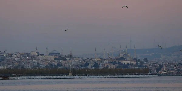 Мечеть Camlica Hagia Sophia Султанахмет Прекрасная Панорама Стамбула Рамке — стоковое фото