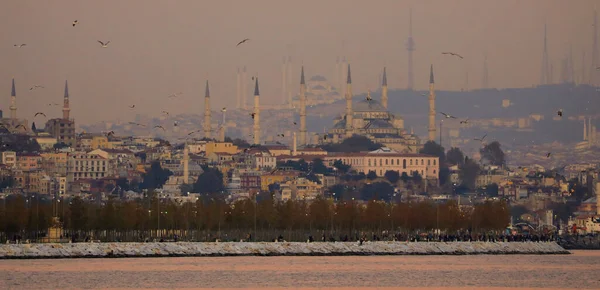Camlica Mosque Hagia Sophia Sultanahmet Perfect Panorama Istanbul Same Frame — Foto de Stock