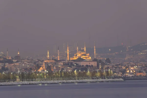 Мечеть Camlica Hagia Sophia Султанахмет Прекрасная Панорама Стамбула Рамке — стоковое фото