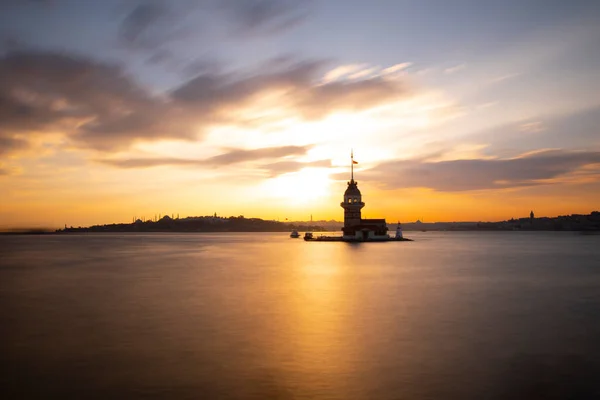 Sunset Evening Parliament Hours Maiden Tower Has Title Most Photographed — Stock Fotó