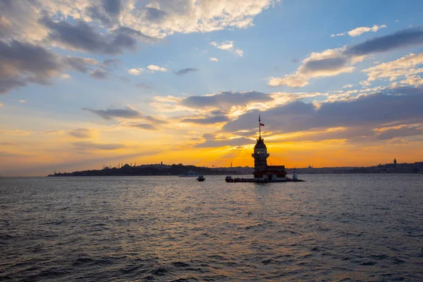 Sunset Evening Parliament Hours Maiden Tower Has Title Most Photographed — Fotografia de Stock