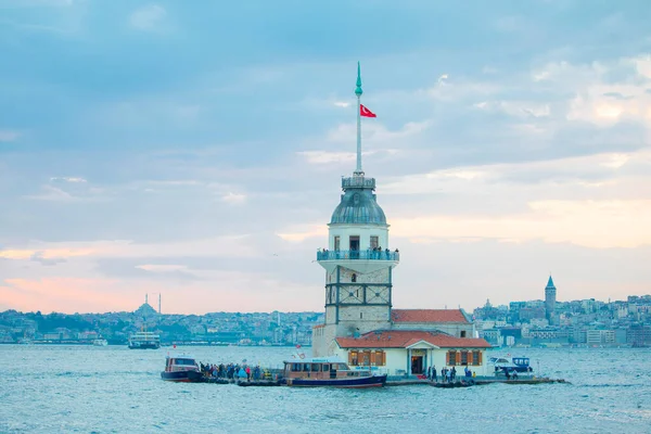 Sunset Evening Parliament Hours Maiden Tower Has Title Most Photographed — Foto de Stock