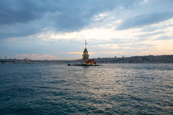 Sunset Evening Parliament Hours Maiden Tower Has Title Most Photographed — Stok fotoğraf