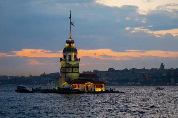 Sunset Evening Parliament Hours Maiden Tower Has Title Most Photographed — Foto de Stock