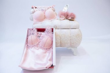 Colorful bra on white background