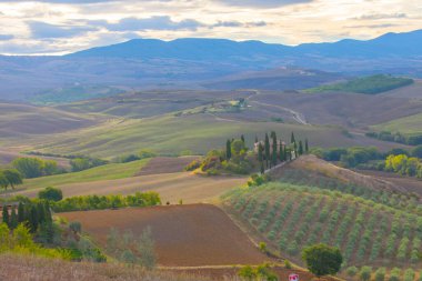 Pienza Toscana İtalya, yol hangi resimleri ünlü film haline gladyatör yapılmıştır