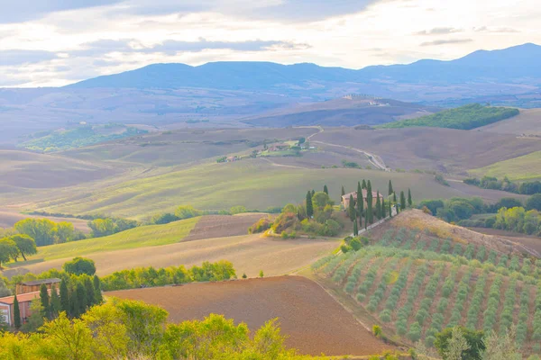 Pienza Toscana Italië Weg Naar Foto Die Werden Gemaakt Beroemde — Stockfoto