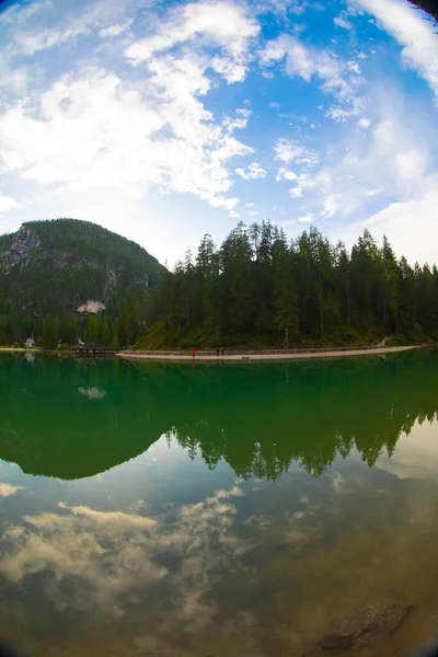 Pragser Wildsee Lago Braies Italian Alps Dolomites Unesco World Heritage —  Fotos de Stock