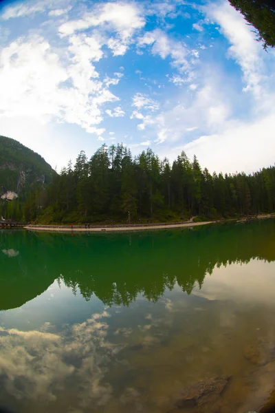Pragser Wildsee Lago Braies Italian Alps Dolomites Unesco World Heritage —  Fotos de Stock