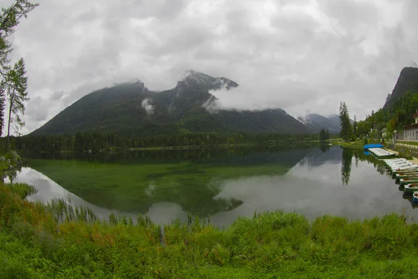 Hintersee Bavaria Wonderful Autumn Sunset Hintersee Lake Amazing Sunlgiht View — Foto de Stock