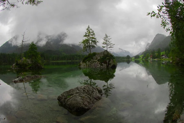 Hintersee Bavaria Wonderful Autumn Sunset Hintersee Lake Amazing Sunlgiht View — Stockfoto