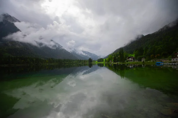 Hintersee Bavaria Wonderful Autumn Sunset Hintersee Lake Amazing Sunlgiht View — Foto de Stock