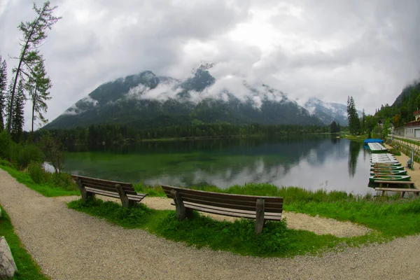 Hintersee Bavaria Wonderful Autumn Sunset Hintersee Lake Amazing Sunlgiht View — Foto de Stock