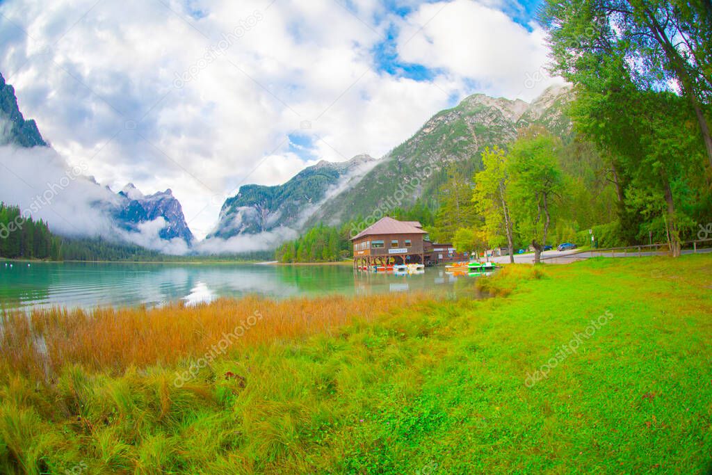 Lake Toblacher See (Italian Lago di Dobbiaco) - Toblach, Italy